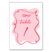 Retro roze en rode golvende lijst bruiloft kaart (Achterkant)