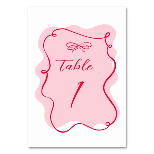 Retro roze en rode golvende lijst bruiloft kaart (Achterkant)