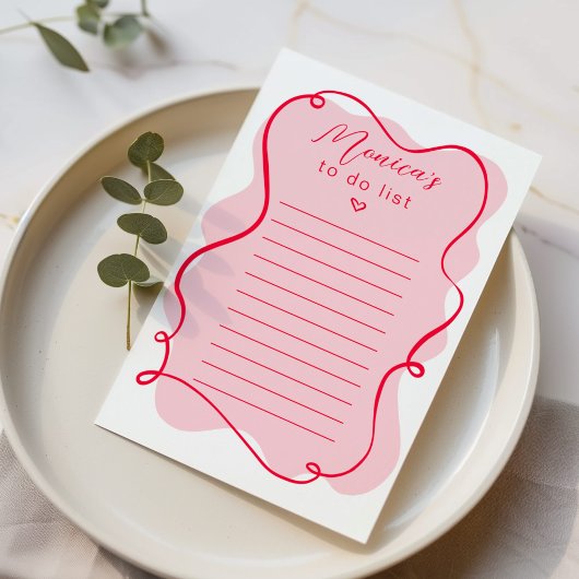 Retro roze en rode golvende lijst om te doen lijst post-it® notes