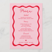 Retro roze en rode golvende menu kaarten voor het  (Voorkant)