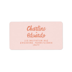 Retro Roze en rode handschrift bruiloft Etiket