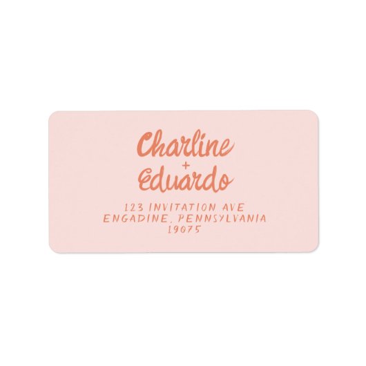 Retro Roze en rode handschrift bruiloft Etiket (Voorkant)