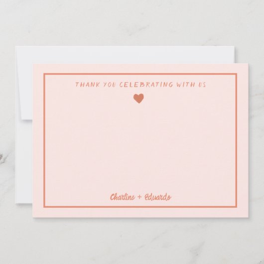 Retro Roze en Rode handschrift Weddenschap Bedankt (Voorkant)