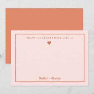 Retro Roze en Rode handschrift Weddenschap Bedankt