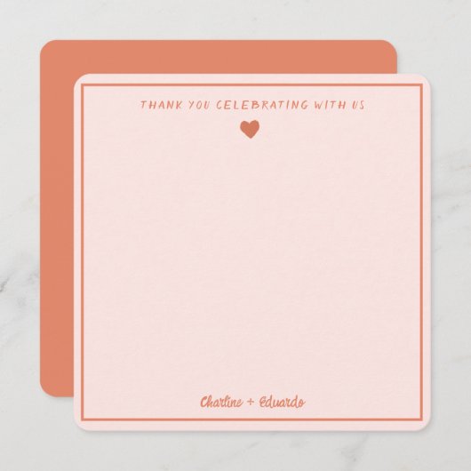 Retro Roze en Rode handschrift Weddenschap Bedankt (Voorkant / Achterkant)