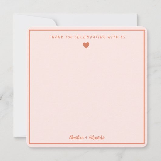 Retro Roze en Rode handschrift Weddenschap Bedankt (Voorkant)