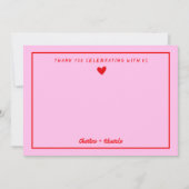 Retro Roze en Rode handschrift Weddenschap Bedankt (Voorkant)