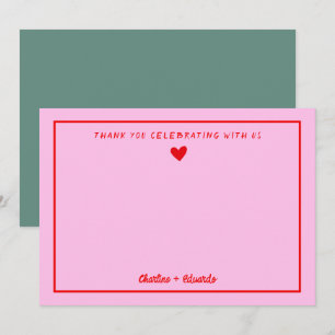 Retro Roze en Rode handschrift Weddenschap Bedankt