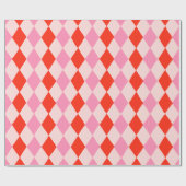 Retro roze en rode met de hand getekende diamantpa cadeaupapier (Vlak)