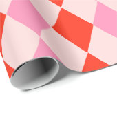 Retro roze en rode met de hand getekende diamantpa cadeaupapier (Rol Hoek)