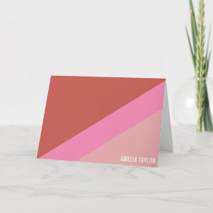 Retro Roze en Rode Persoonlijke Briefpapier Naam Kaart