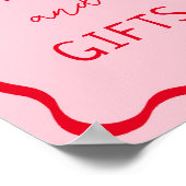 Retro roze en rode roze Kaarten en cadeaubonborden Poster (Hoek)