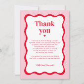 Retro roze en rode Wavy Vrijgezellenfeest Bedankkaart (Voorkant)