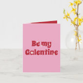 Retro Roze en Rode Wees mijn Galentine Wenskaart Kaart (Gele Bloem)