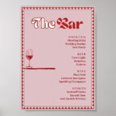 Retro Roze en Rode wijnbar Drink Menu Poster (Voorkant)