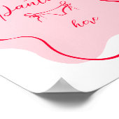 Retro roze en rood druppel je slipje bachelorette poster (Hoek)