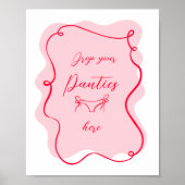 Retro roze en rood druppel je slipje bachelorette poster (Voorkant)