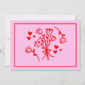 Retro Roze en rood handschrift Bridesmaid Voorstel Kaart (Achterkant)
