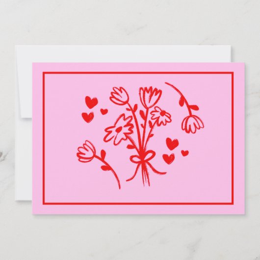 Retro Roze en rood handschrift Bridesmaid Voorstel Kaart (Achterkant)