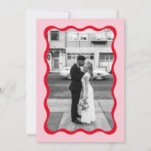 Retro roze en rood met de knoop save the date (Achterkant)