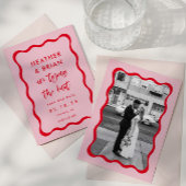 Retro roze en rood met de knoop save the date