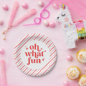 Retro roze en rood Oh wat leuk Papieren Bordje (Feest)