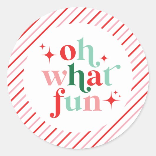 Retro roze en rood Oh wat leuk Ronde Sticker (Voorkant)