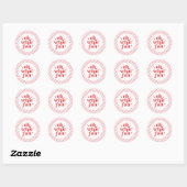 Retro roze en rood Oh wat leuk Ronde Sticker (Vel)