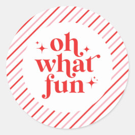 Retro roze en rood Oh wat leuk Ronde Sticker