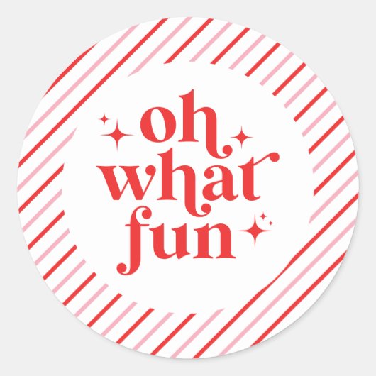 Retro roze en rood Oh wat leuk Ronde Sticker (Voorkant)