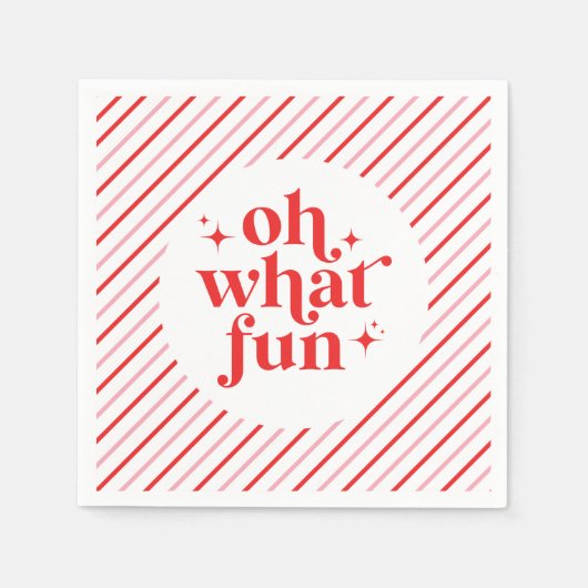 Retro roze en rood Oh wat leuk Servet (Voorkant)