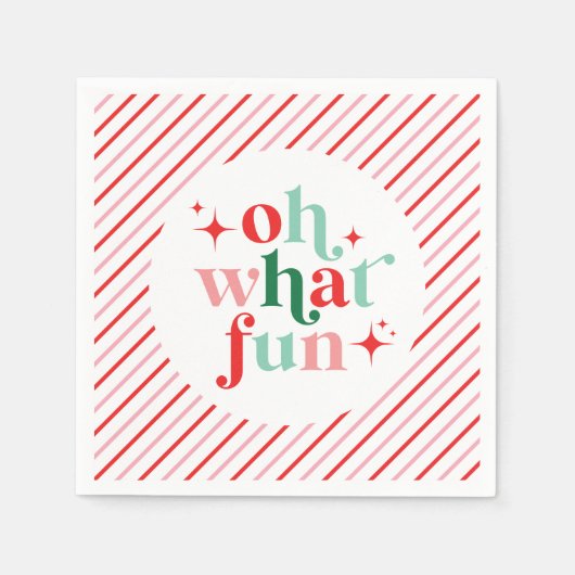 Retro roze en rood Oh wat leuk Servet (Voorkant)