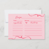 Retro roze en rood Recept voor de bruidskaart Kaart (Voorkant)