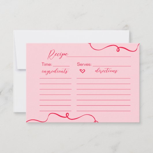 Retro roze en rood Recept voor de bruidskaart Kaart (Voorkant)