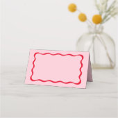 Retro Roze en Rood vierkant, voornaam plaatskaarte Plaatskaartje (Achterkant)