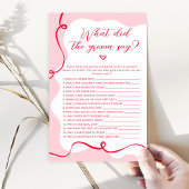 Retro roze en rood Wat zei de bruidegom spel