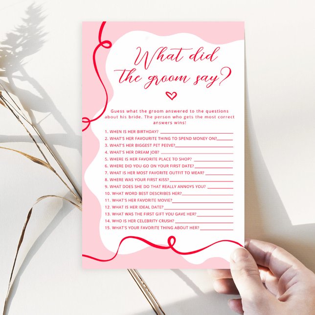 Retro roze en rood Wat zei de bruidegom spel (Creator heeft geüpload)