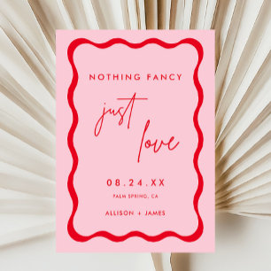 Retro Roze en Rood We Eloped Bruiloft Receptie Kaart