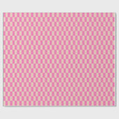Retro Roze en Wit Bright Checkerboard Patroon Cadeaupapier (Vlak)