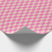 Retro Roze en Wit Bright Checkerboard Patroon Cadeaupapier (Hoek)