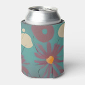 Retro roze en witte bloemen blikjeskoeler (Blikje Voorkant)
