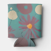 Retro roze en witte bloemen blikjeskoeler (Voorkant)