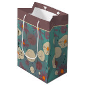 Retro roze en witte bloemen middelgrote cadeautas (Voorkant Gekanteld)