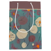 Retro roze en witte bloemen middelgrote cadeautas (Voorkant)
