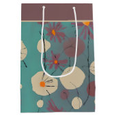 Retro roze en witte bloemen middelgrote cadeautas (Achterkant)