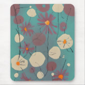 Retro roze en witte bloemen muismat (Voorkant)