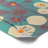 Retro roze en witte bloemen poster (Hoek)
