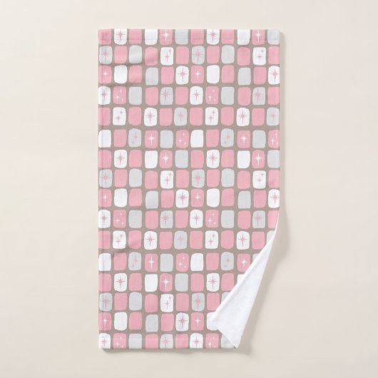 Retro Roze en Witte Reeks van de Handdoek (Handdoek)