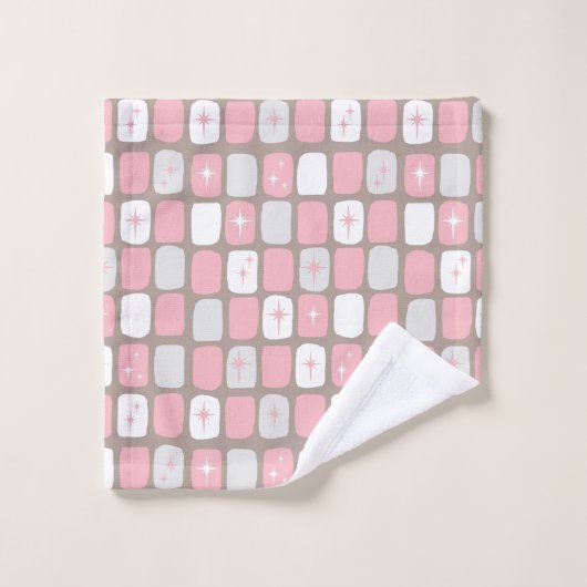 Retro Roze en Witte Reeks van de Handdoek (Wasdoekje)