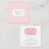 Retro roze en witte  snoep strepen bakkerij vierkante visitekaartje (Voorkant / Achterkant)